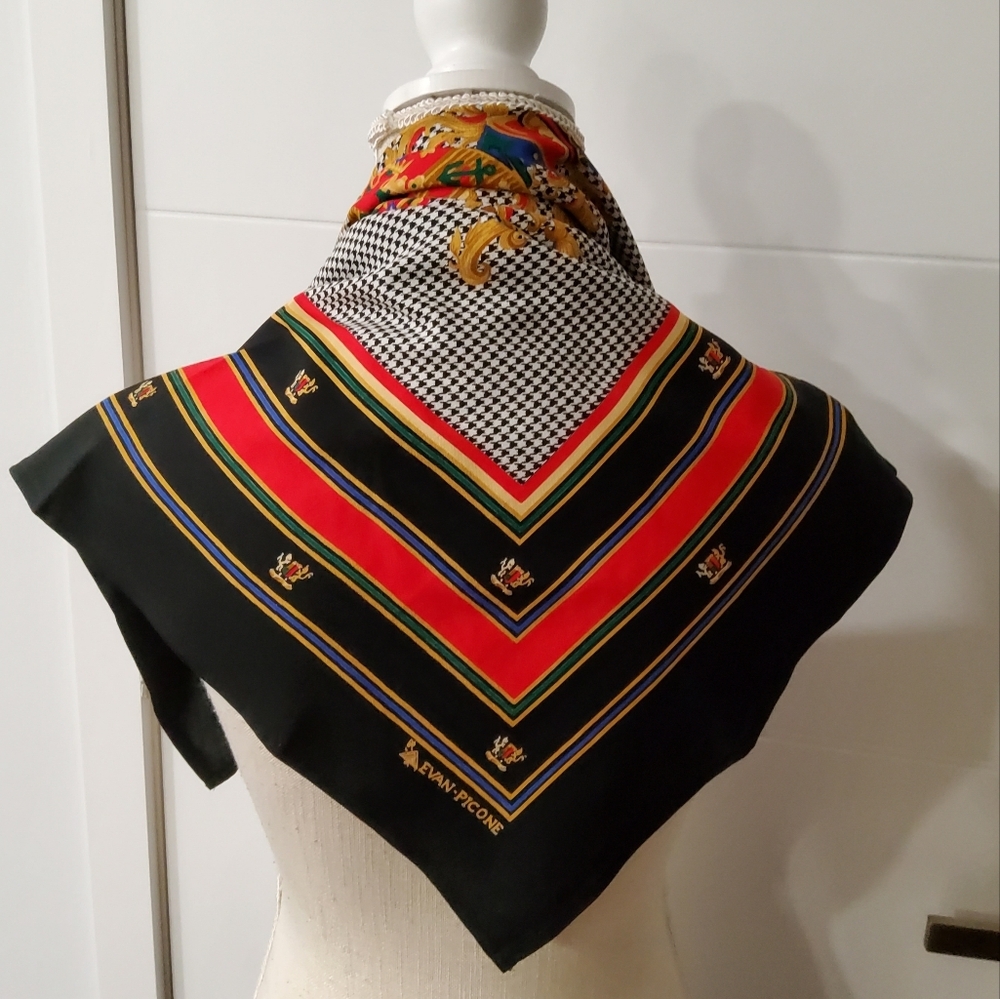 Evan Picone Vintage Elegant Black and Red Women's Scarf